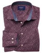 Charles Tyrwhitt Classic Fit Purple Floral Print Cotton Casual Shirt Single Cuff Size Medium By Charles Tyrwhitt