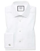 Extra Slim Fit White Fine Herringbone Cotton Dress Shirt Single Cuff Size 15.5/32 By Charles Tyrwhitt