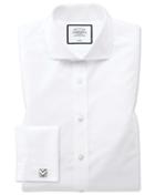  Classic Fit Spread Collar Non-iron Poplin White Cotton Dress Shirt French Cuff Size 15/33 By Charles Tyrwhitt