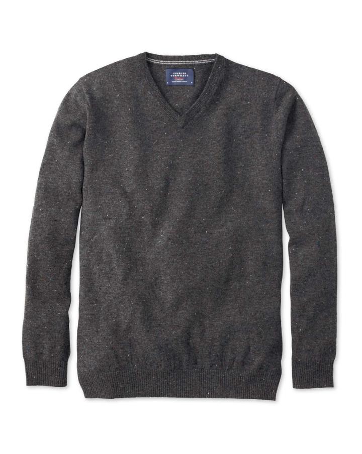 Charles Tyrwhitt Charles Tyrwhitt Charcoal Donegal V-neck Sweater