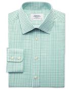 Charles Tyrwhitt Charles Tyrwhitt Slim Fit Twill Grid Check Green Cotton Dress Shirt Size 14.5/32