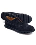  Navy Suede Extra Lightweight Derby Brogue Shoes Size 11.5 By Charles Tyrwhitt