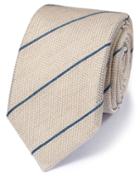 Charles Tyrwhitt Stone Silk Mix Italian Luxury Stripe Grenadine Tie By Charles Tyrwhitt