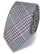 Charles Tyrwhitt Blue And Pink Wool Mix Prince Of Wales Checkered Luxury Tie By Charles Tyrwhitt