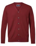  Dark Red Merino Merino Wool Cardigan Size Large By Charles Tyrwhitt