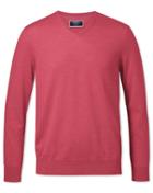  Coral Merino V-neck Merino Wool Sweater Size Small By Charles Tyrwhitt