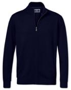  Navy Merino Wool Zip Front Cardigan Size Large By Charles Tyrwhitt
