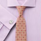 Charles Tyrwhitt Slim Fit Semi-spread Collar Egyptian Cotton Soft Touch Bengal Stripe Pink Dress Shirt Single Cuff Size 17/33 By Charles Tyrwhitt