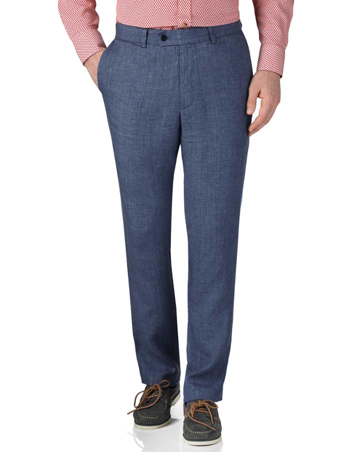 Charles Tyrwhitt Blue Slim Fit Linen Tailored Pants Size W32 L32 By Charles Tyrwhitt