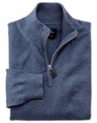 Charles Tyrwhitt Charles Tyrwhitt Blue Cotton Cashmere Zip Neck Cotton/cashmere Sweater Size Xs
