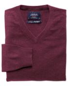 Charles Tyrwhitt Charles Tyrwhitt Wine Cotton Cashmere V-neck Cotton/cashmere Sweater Size Large