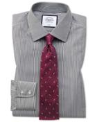  Classic Fit Non-iron Black Bengal Stripe Cotton Dress Shirt French Cuff Size 15.5/33 By Charles Tyrwhitt