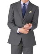 Charles Tyrwhitt Mid Grey Classic Fit Twill Business Suit Wool Jacket Size 36 By Charles Tyrwhitt