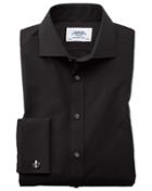 Charles Tyrwhitt Slim Fit Spread Collar Non-iron Poplin Black Cotton Dress Shirt French Cuff Size 14.5/32 By Charles Tyrwhitt