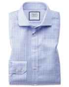 Charles Tyrwhitt Extra Slim Fit Spread Collar Non-iron Cotton Stretch Oxford Blue Check Dress Shirt Single Cuff Size 14.5/32 By Charles Tyrwhitt