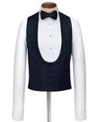Charles Tyrwhitt Navy Adjustable Fit Shawl Collar Tuxedo Wool Vest Size W36 By Charles Tyrwhitt