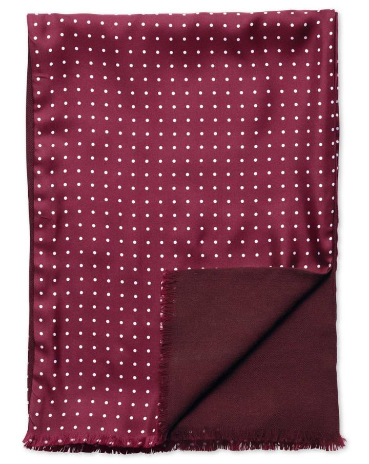  Burgundy Spot Printed Silk Scarf By Charles Tyrwhitt