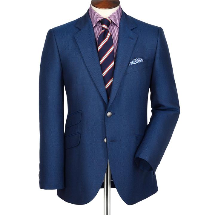 Charles Tyrwhitt Charles Tyrwhitt Cobalt Blue Birdseye Yorkshire Worsted Slim Fit Summer Blazer (38 Regular)