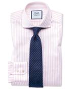 Charles Tyrwhitt Extra Slim Fit Spread Collar Textured Stripe Pink And White Cotton Dress Shirt Single Cuff Size 14.5/33 By Charles Tyrwhitt