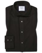  Slim Fit Cutaway Collar Black Non-iron Poplin Cotton Dress Shirt Single Cuff Size 14.5/33 By Charles Tyrwhitt
