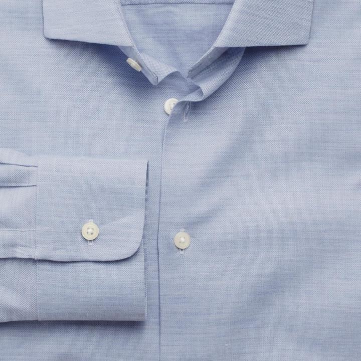Charles Tyrwhitt Extra Slim Fit Business Casual Melange Sky Blue Cotton Dress Casual Shirt Single Cuff Size 17.5/36 By Charles Tyrwhitt