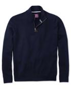  Navy Cashmere Zip Neck Sweater Size Xxl By Charles Tyrwhitt