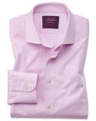  Slim Fit Pink Fine Stripe Luxury Cotton Dress Shirt Single Cuff Size 14.5/33 By Charles Tyrwhitt