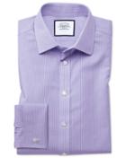 Charles Tyrwhitt Slim Fit Non-iron Bengal Stripe Lilac Cotton Dress Shirt French Cuff Size 15.5/34 By Charles Tyrwhitt