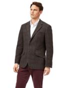  Classic Fit Brown Checkered Textured Wool Wool Jacket Size 40 By Charles Tyrwhitt