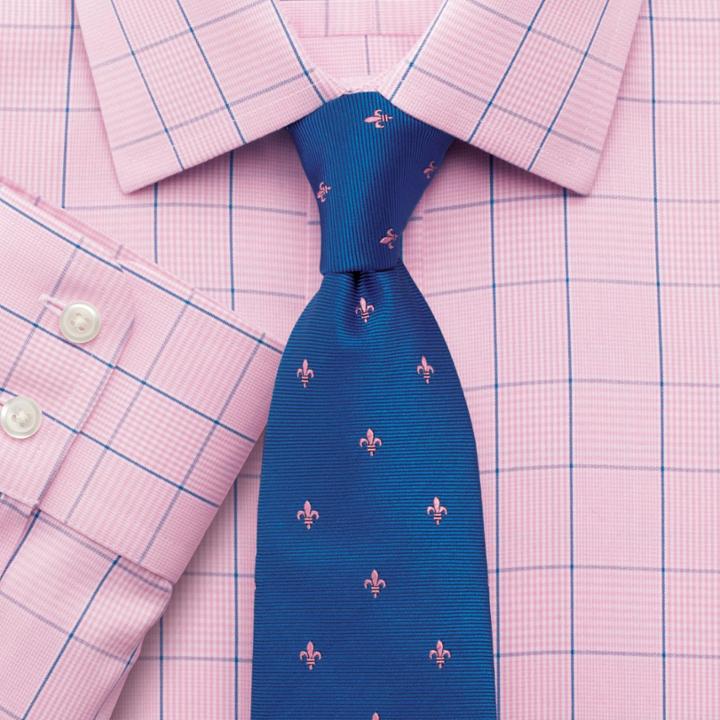 Charles Tyrwhitt Charles Tyrwhitt Classic Fit Non-iron Prince Of Wales Check Pink And Blue Shirt