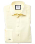 Charles Tyrwhitt Slim Fit Fine Herringbone Yellow Cotton Dress Shirt French Cuff Size 14.5/33 By Charles Tyrwhitt