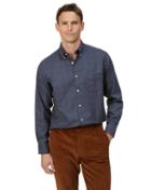  Classic Fit Navy Print Soft Wash Non-iron Twill Cotton Casual Shirt Single Cuff Size Medium By Charles Tyrwhitt
