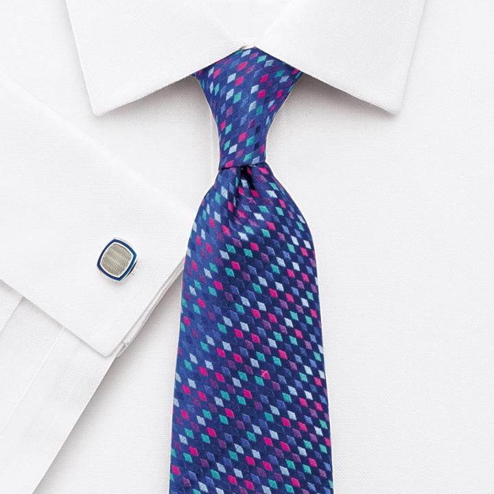 Charles Tyrwhitt Charles Tyrwhitt Blue Silk Luxury Multi Diamond Geometric Tie