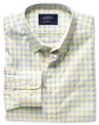 Charles Tyrwhitt Charles Tyrwhitt Extra Slim Fit Non-iron Poplin Yellow And Sky Blue Check Cotton Dress Shirt Size Medium