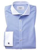 Charles Tyrwhitt Extra Slim Fit Spread Collar Non-iron Winchester Blue And White Cotton Dress Casual Shirt Single Cuff Size 14.5/33 By Charles Tyrwhitt