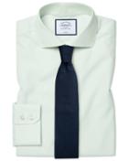  Extra Slim Fit Cutaway Collar Non-iron Poplin Green Cotton Dress Shirt Single Cuff Size 14.5/32 By Charles Tyrwhitt