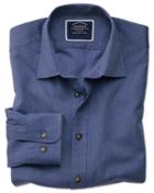  Slim Fit Blue Spot Print Cotton Casual Shirt Single Cuff Size Xs By Charles Tyrwhitt