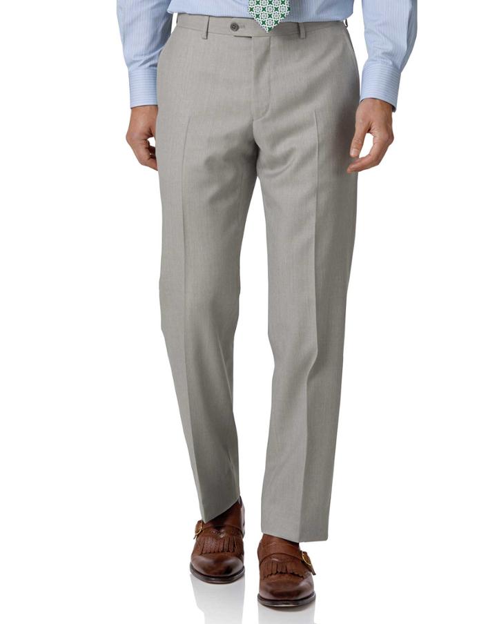  Light Grey Classic Fit Twill Business Suit Wool Pants Size W32 L32 By Charles Tyrwhitt