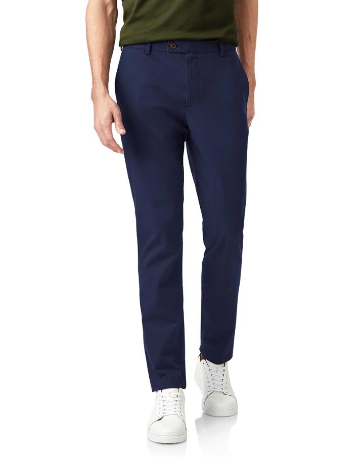  Dark Blue Ultimate Cotton Chino Pants Size W32 L30 By Charles Tyrwhitt