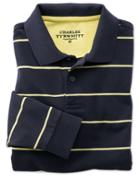 Charles Tyrwhitt Charles Tyrwhitt Classic Fit Navy Striped Pique Long Sleeve Polo Shirt