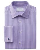 Charles Tyrwhitt Charles Tyrwhitt Slim Fit Egyptian Cotton Textured Stripe Lilac Dress Shirt Size 14.5/32