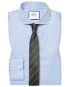  Extra Slim Fit Non-iron Cutaway Sky Blue Puppytooth Cotton Dress Shirt French Cuff Size 14.5/33 By Charles Tyrwhitt
