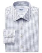 Charles Tyrwhitt Slim Fit Non-iron Windowpane Check Indigo Cotton Dress Shirt Single Cuff Size 16/38 By Charles Tyrwhitt