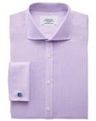Charles Tyrwhitt Charles Tyrwhitt Slim Fit Spread Collar Non Iron Puppytooth Lilac Cotton Dress Shirt Size 14.5/32