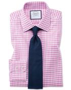 Charles Tyrwhitt Slim Fit Non-iron Gingham Pink Cotton Dress Shirt Single Cuff Size 14.5/33 By Charles Tyrwhitt
