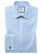  Slim Fit Sky Blue Non-iron Poplin Cotton Dress Shirt Single Cuff Size 14.5/33 By Charles Tyrwhitt