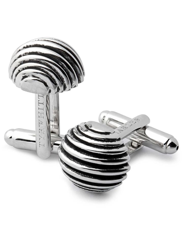  Antique Silver Ribbed Round Cufflinks By Charles Tyrwhitt