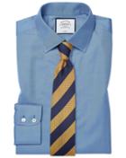  Classic Fit Non-iron Twill Blue Cotton Dress Shirt French Cuff Size 15.5/32 By Charles Tyrwhitt