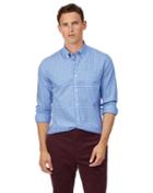  Extra Slim Fit Sky Check Gingham Soft Washed Non-iron Stretch Poplin Cotton Casual Shirt Single Cuff Size Small By Charles Tyrwhitt