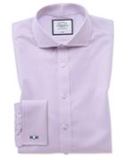  Slim Fit Non-iron Spread Collar Poplin Lilac Cotton Dress Shirt Single Cuff Size 14.5/32 By Charles Tyrwhitt